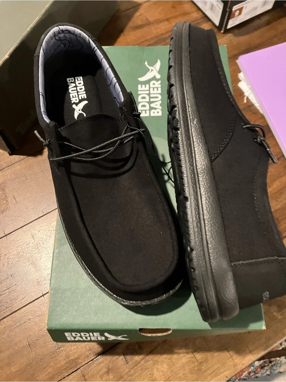 Eddie Bauer Men’s Black Casual Moc Toe Shoes Sz 10